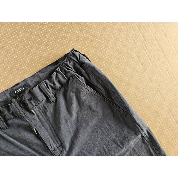 RVCA Middle Elastic Waist Shorts Mens 29 Gray Drawstring Stretch - Picture 2 of 9
